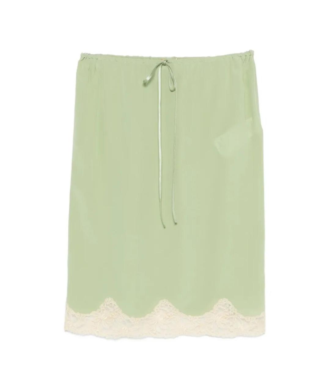 SAINT LAURENT Зеленая шелковая юбка миди, фото 1