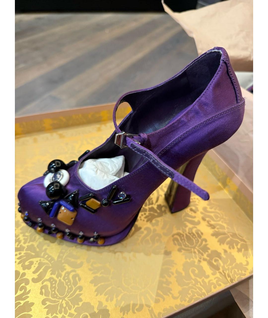 PRADA Фиолетовые текстильные туфли, фото 7