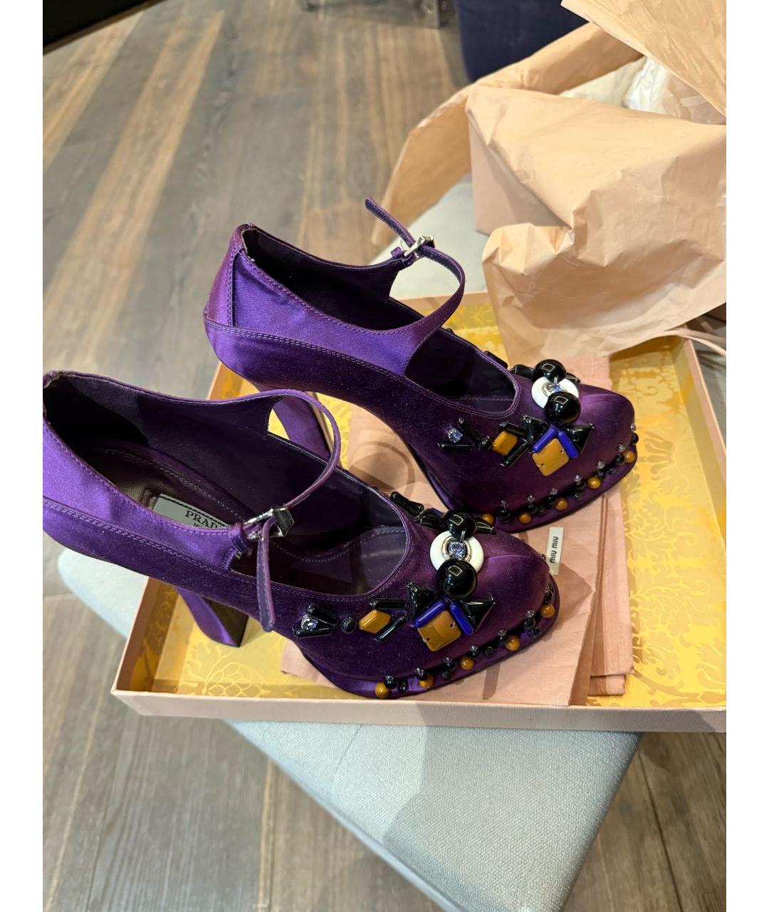 PRADA Фиолетовые текстильные туфли, фото 5