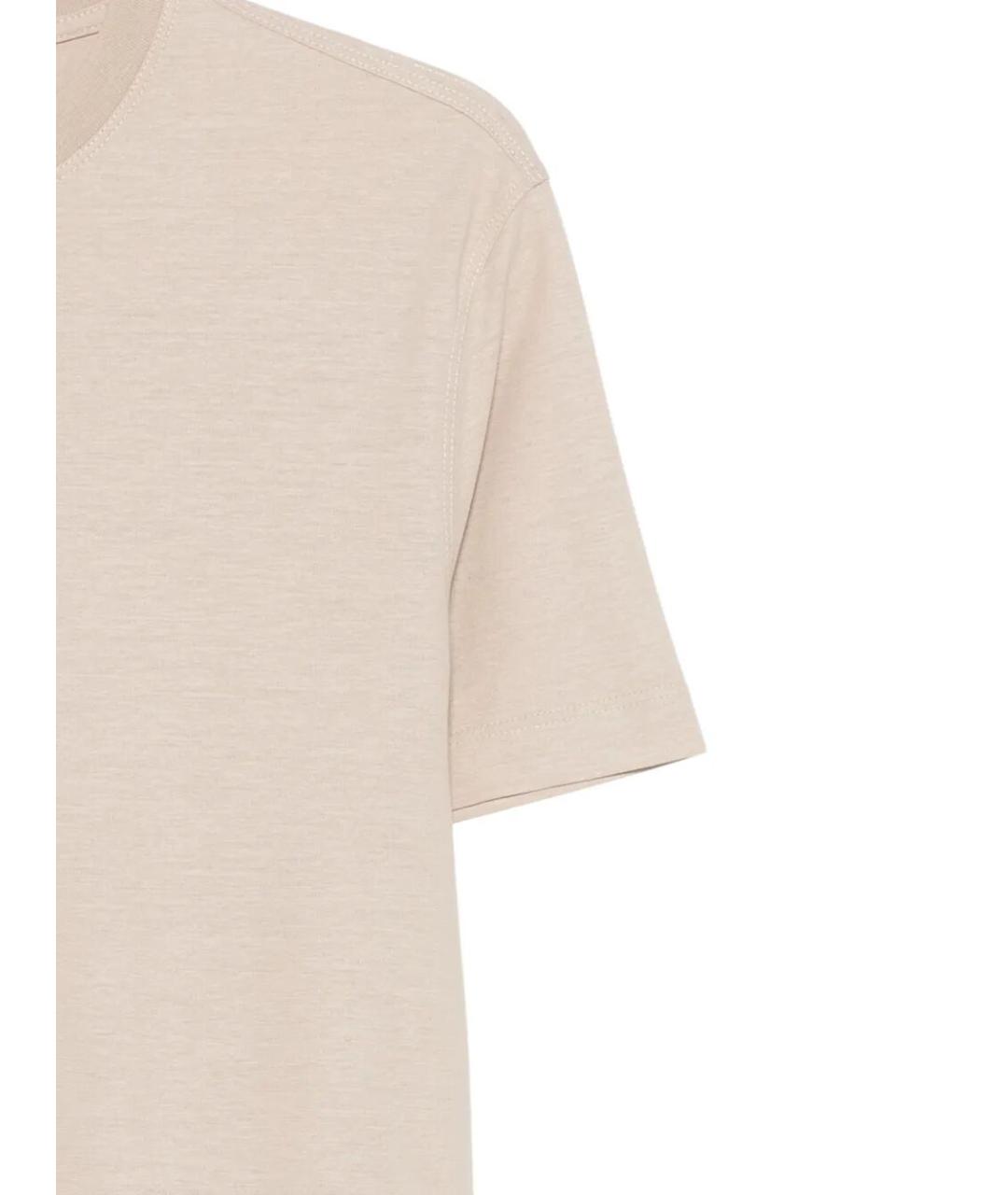KIRED Бежевая хлопковая футболка, фото 3