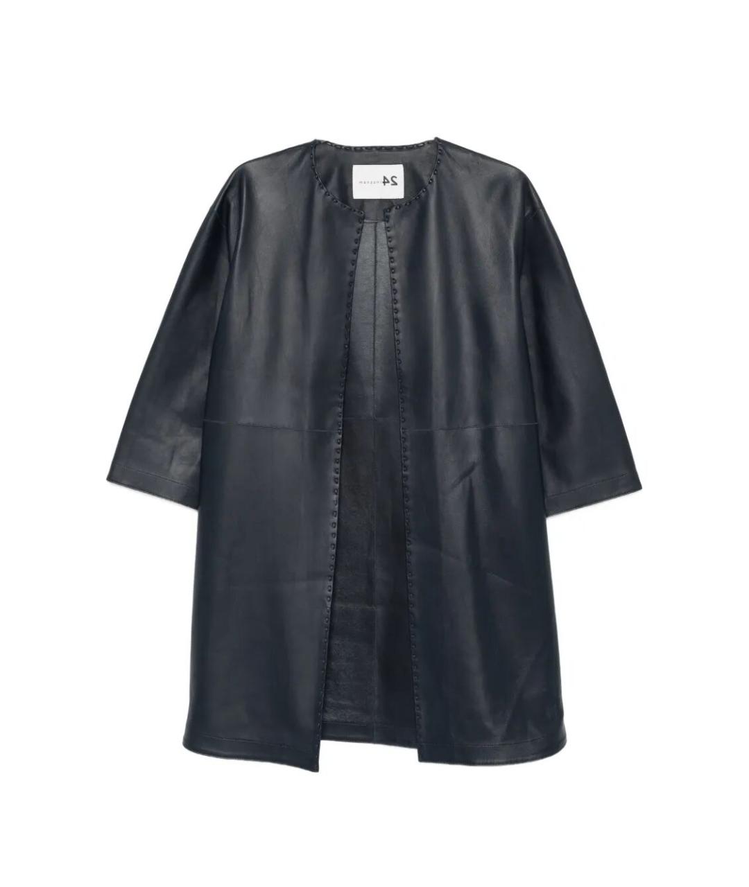 MANZONI 24 Темно-синее кожаное пальто, фото 1