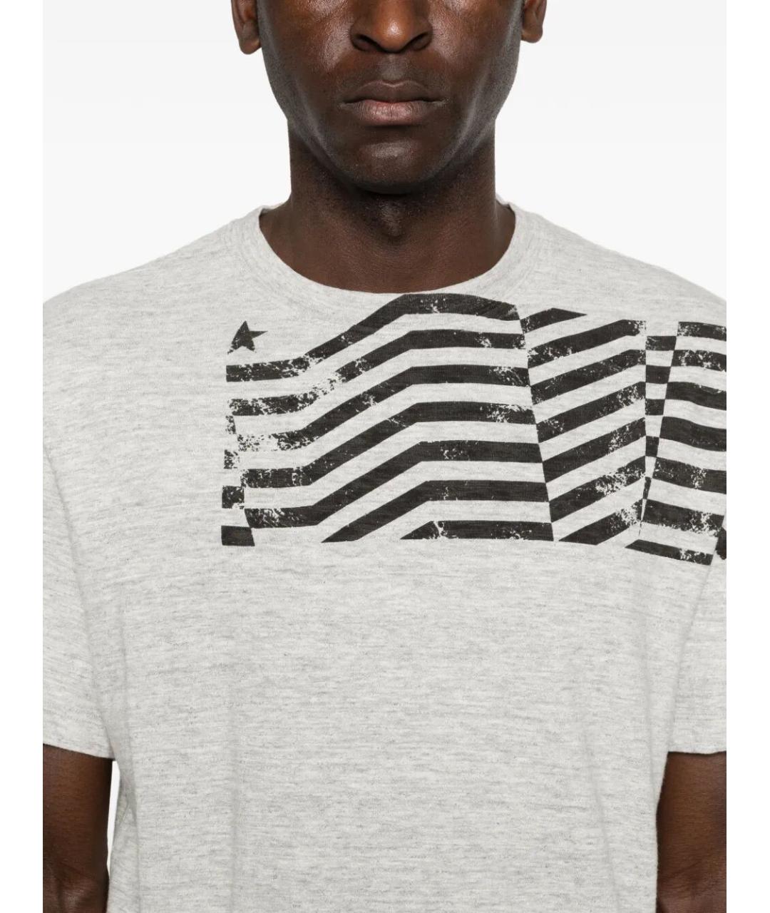 GOLDEN GOOSE DELUXE BRAND Серая хлопковая футболка, фото 4