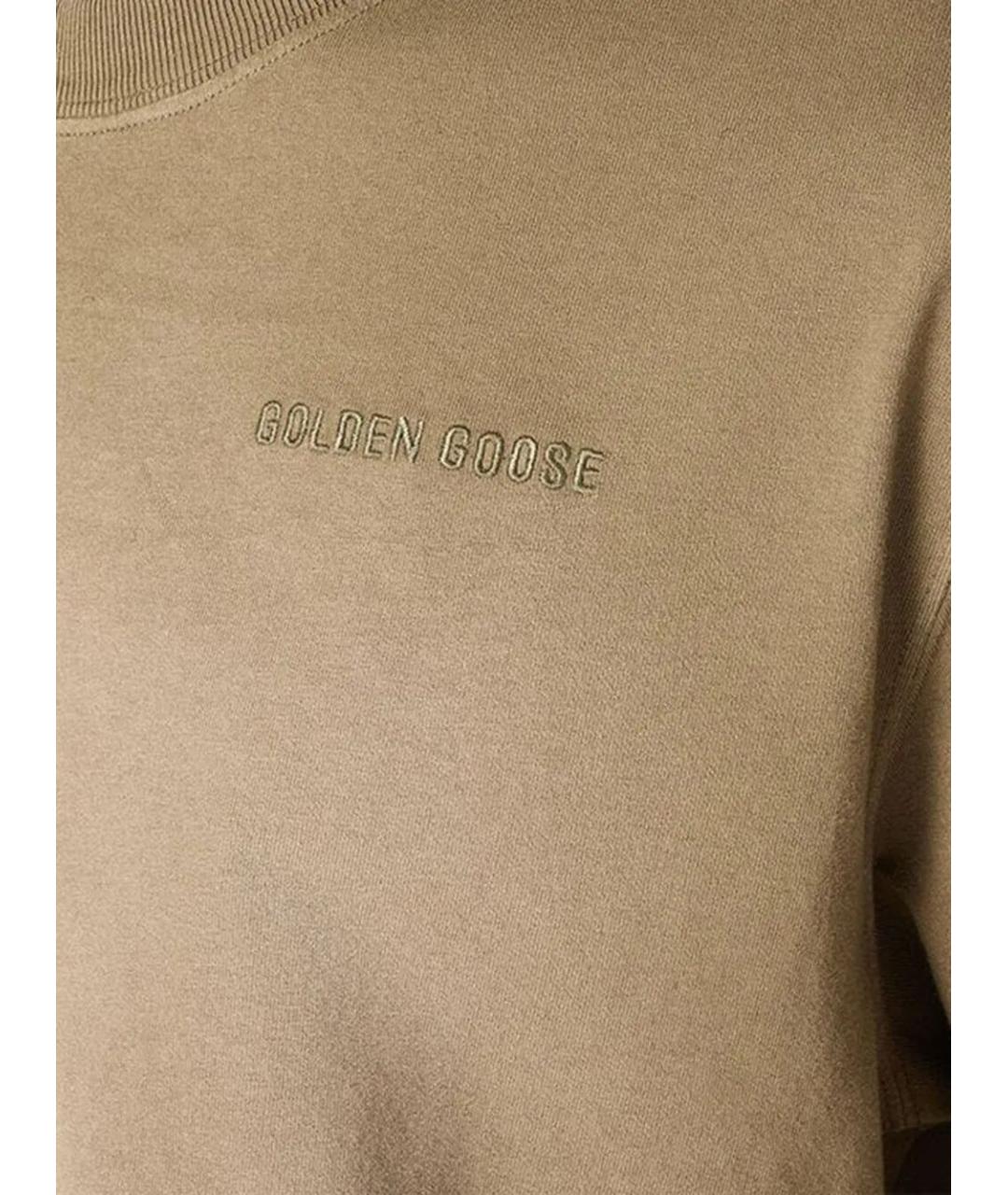 GOLDEN GOOSE DELUXE BRAND Бежевая хлопковая футболка, фото 3