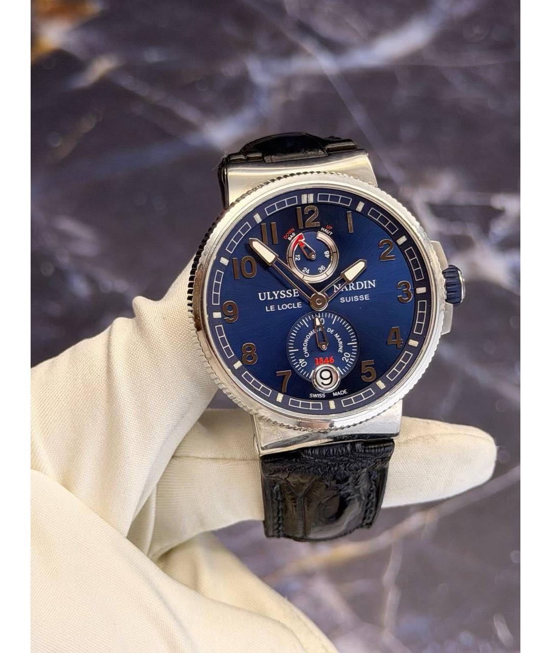 Ulysse Nardin Синие стальные часы, фото 3