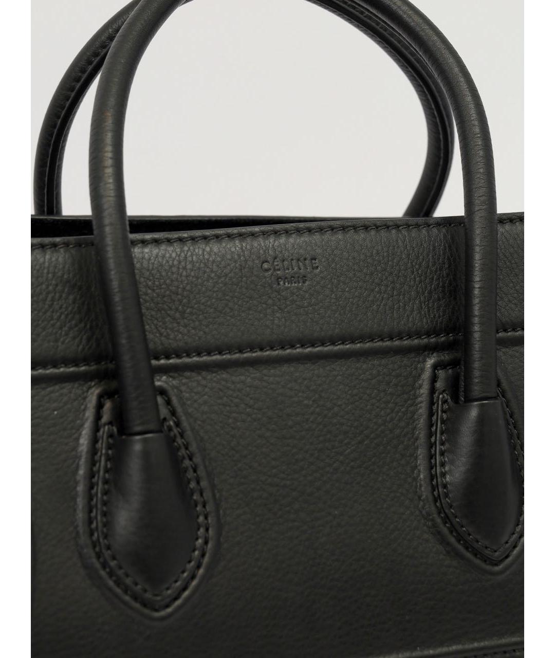 CELINE Черная кожаная сумка тоут, фото 7