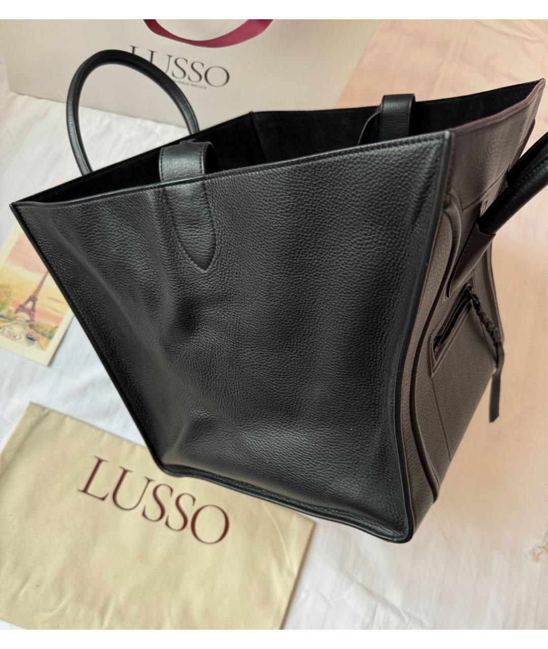 CELINE Черная кожаная сумка тоут, фото 4