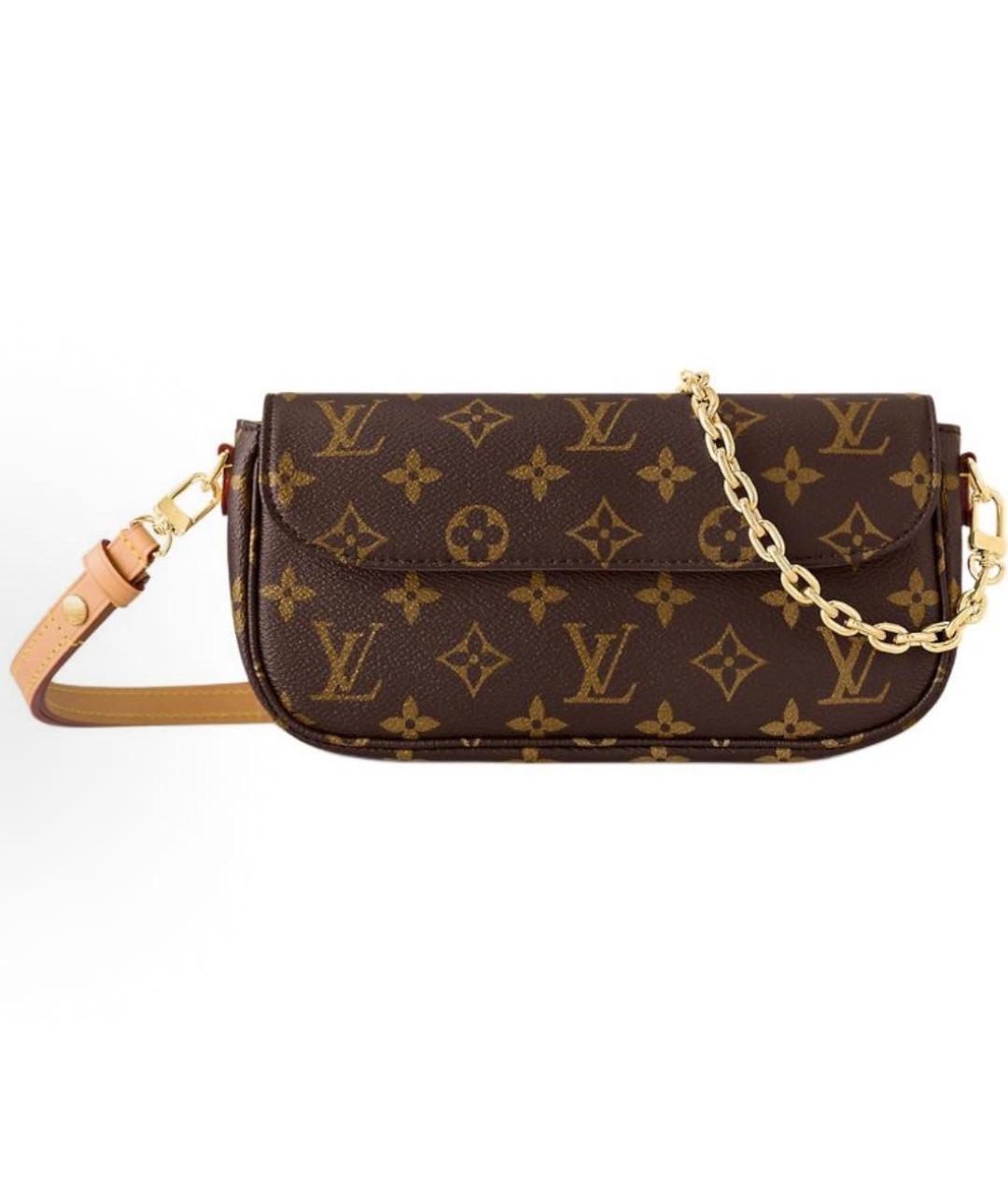 LOUIS VUITTON Коричневая кожаная сумка через плечо, фото 3