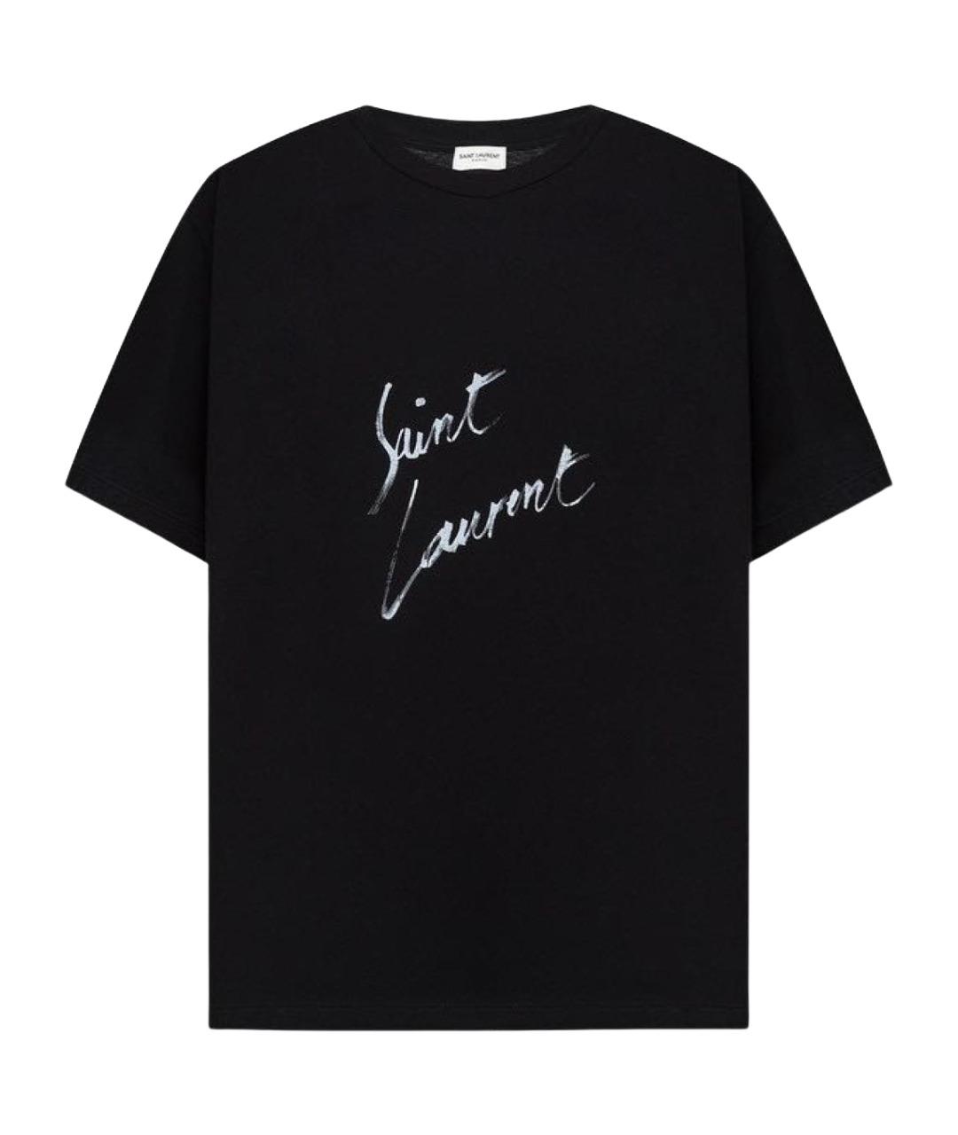 SAINT LAURENT Черная хлопковая футболка, фото 1