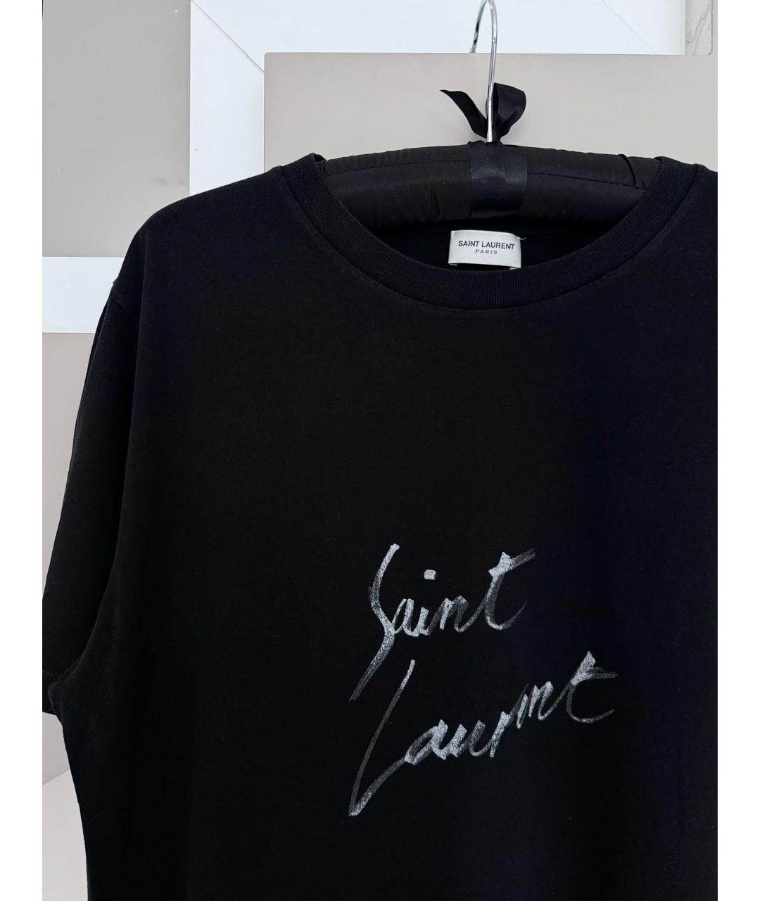 SAINT LAURENT Черная хлопковая футболка, фото 5