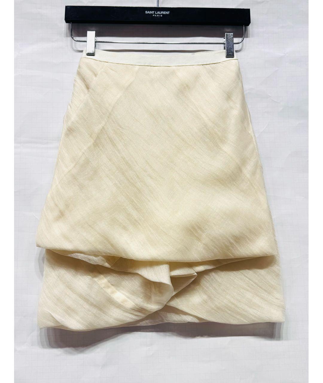 RICK OWENS Бежевая шелковая юбка мини, фото 9