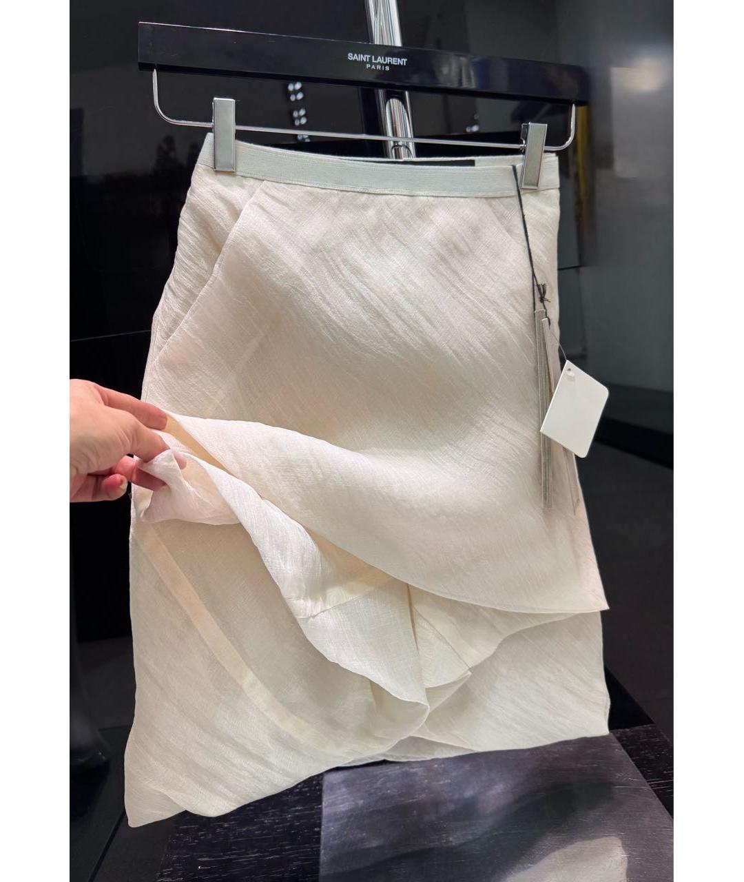 RICK OWENS Бежевая шелковая юбка мини, фото 5