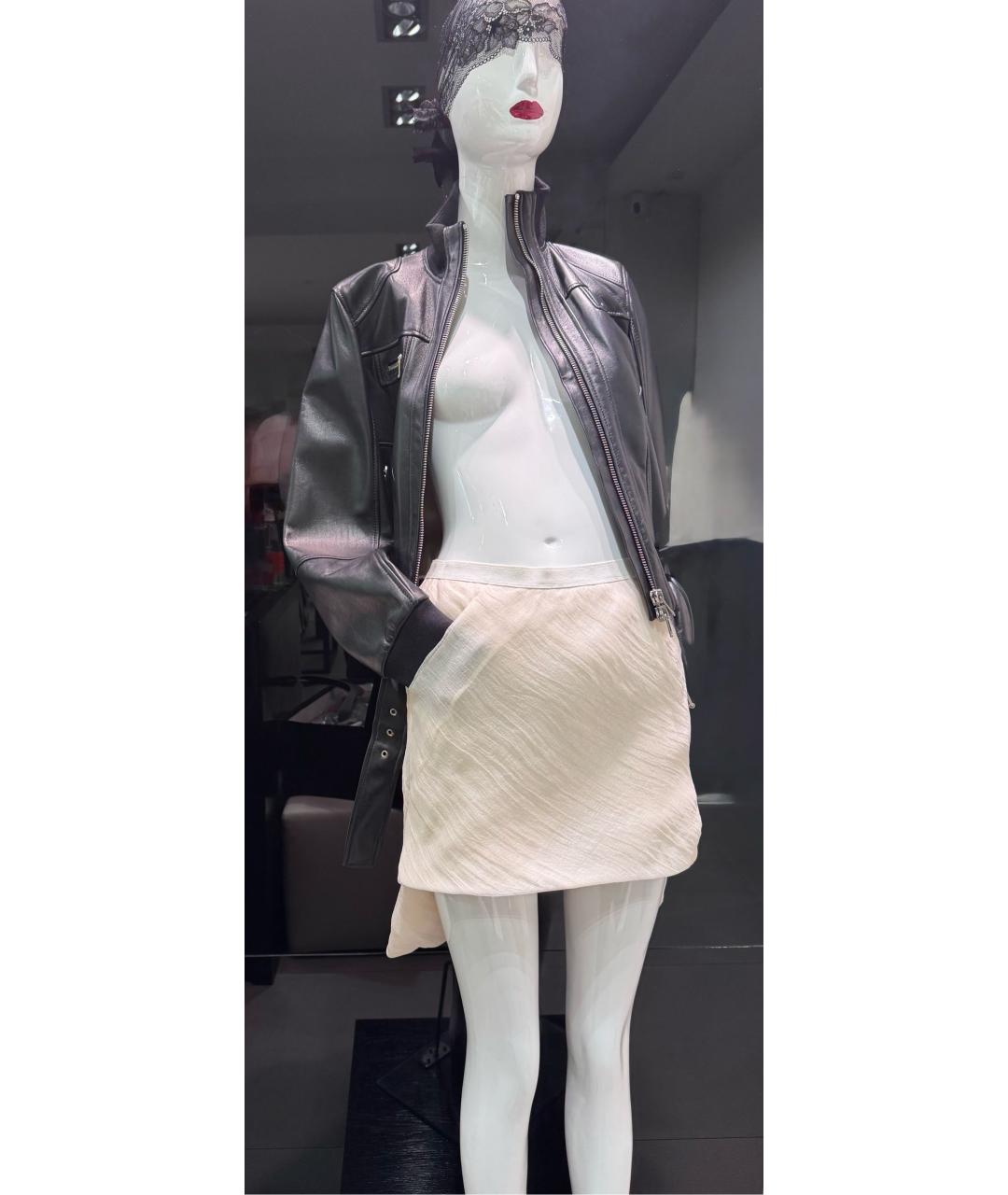 RICK OWENS Бежевая шелковая юбка мини, фото 7