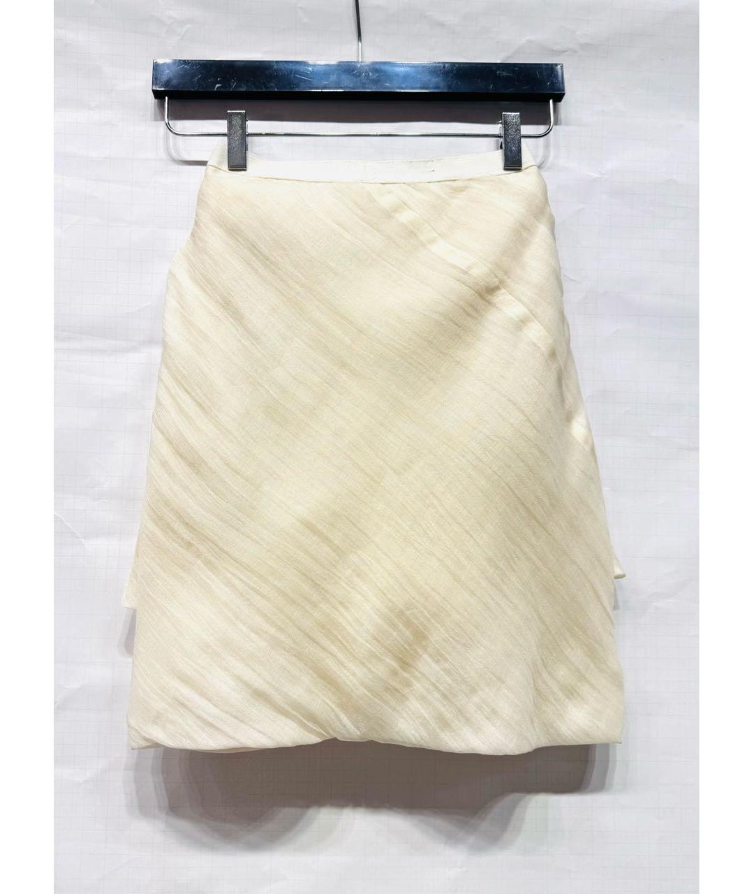 RICK OWENS Бежевая шелковая юбка мини, фото 2