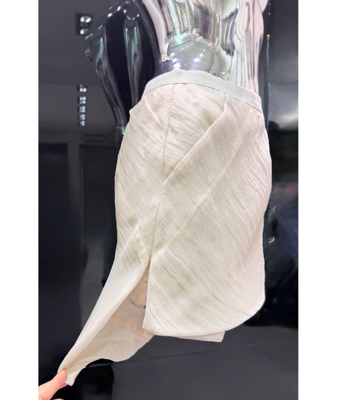 RICK OWENS Бежевая шелковая юбка мини, фото 8