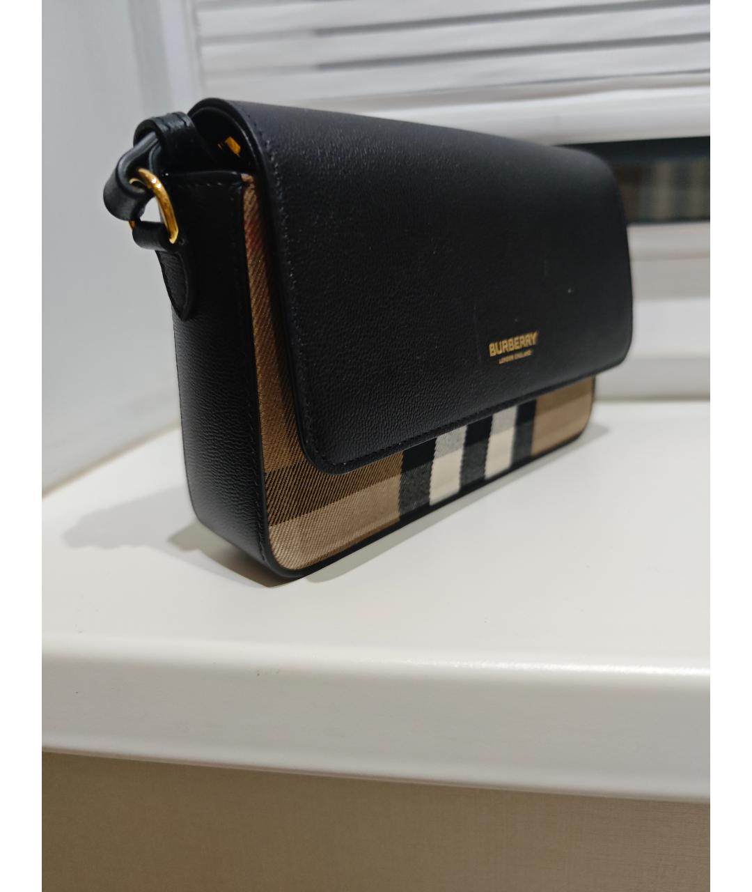 BURBERRY Черная кожаная сумка через плечо, фото 2