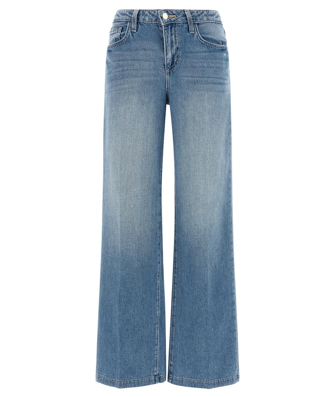 L'AGENCE Голубые хлопковые прямые джинсы, фото 1