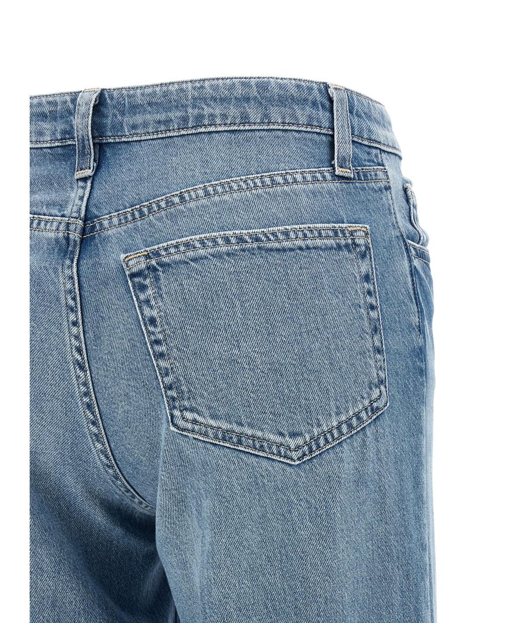 L'AGENCE Голубые хлопковые прямые джинсы, фото 4