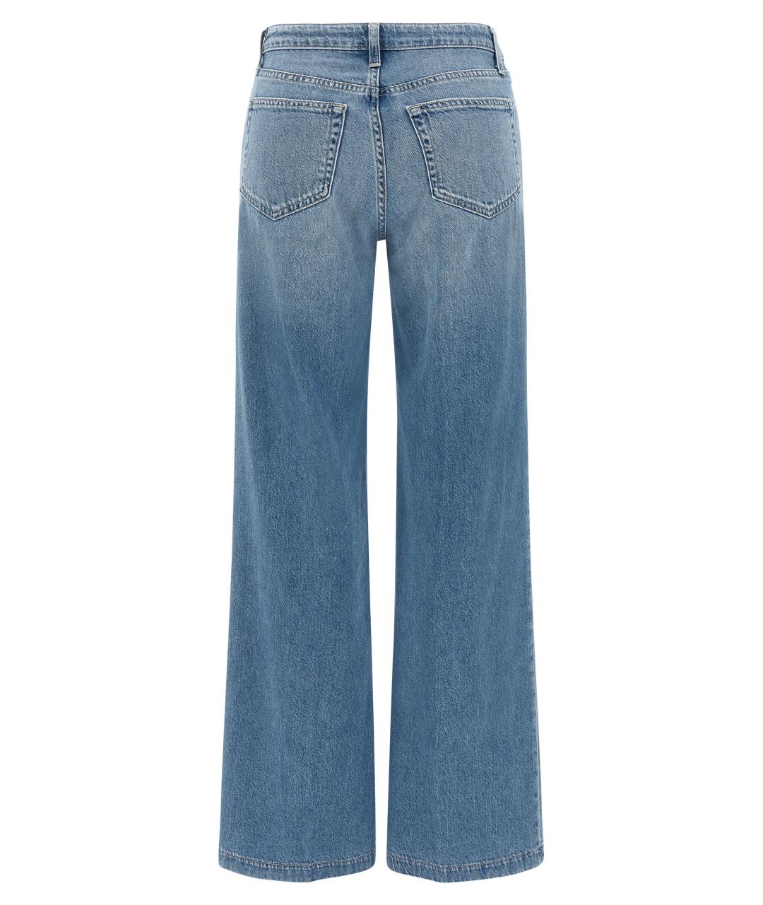 L'AGENCE Голубые хлопковые прямые джинсы, фото 2