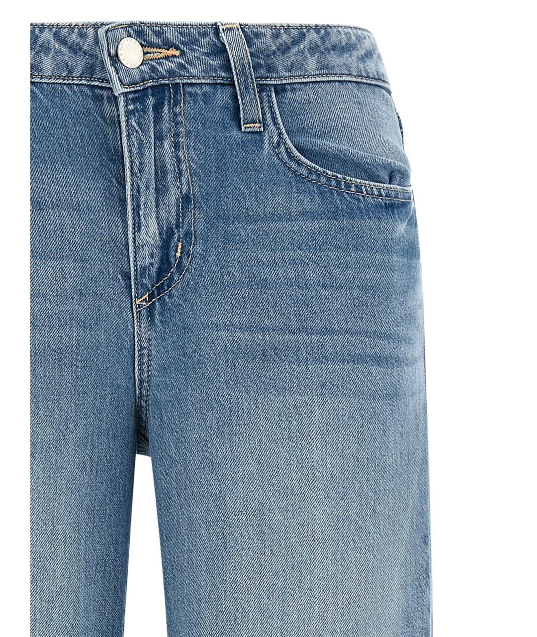 L'AGENCE Голубые хлопковые прямые джинсы, фото 3