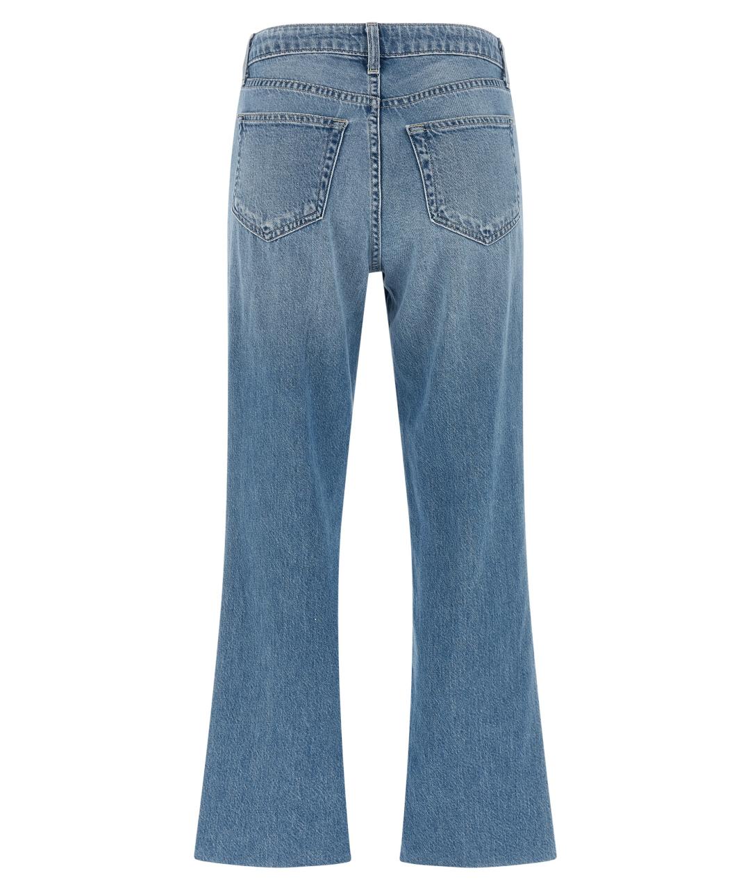 L'AGENCE Голубые хлопковые прямые джинсы, фото 2