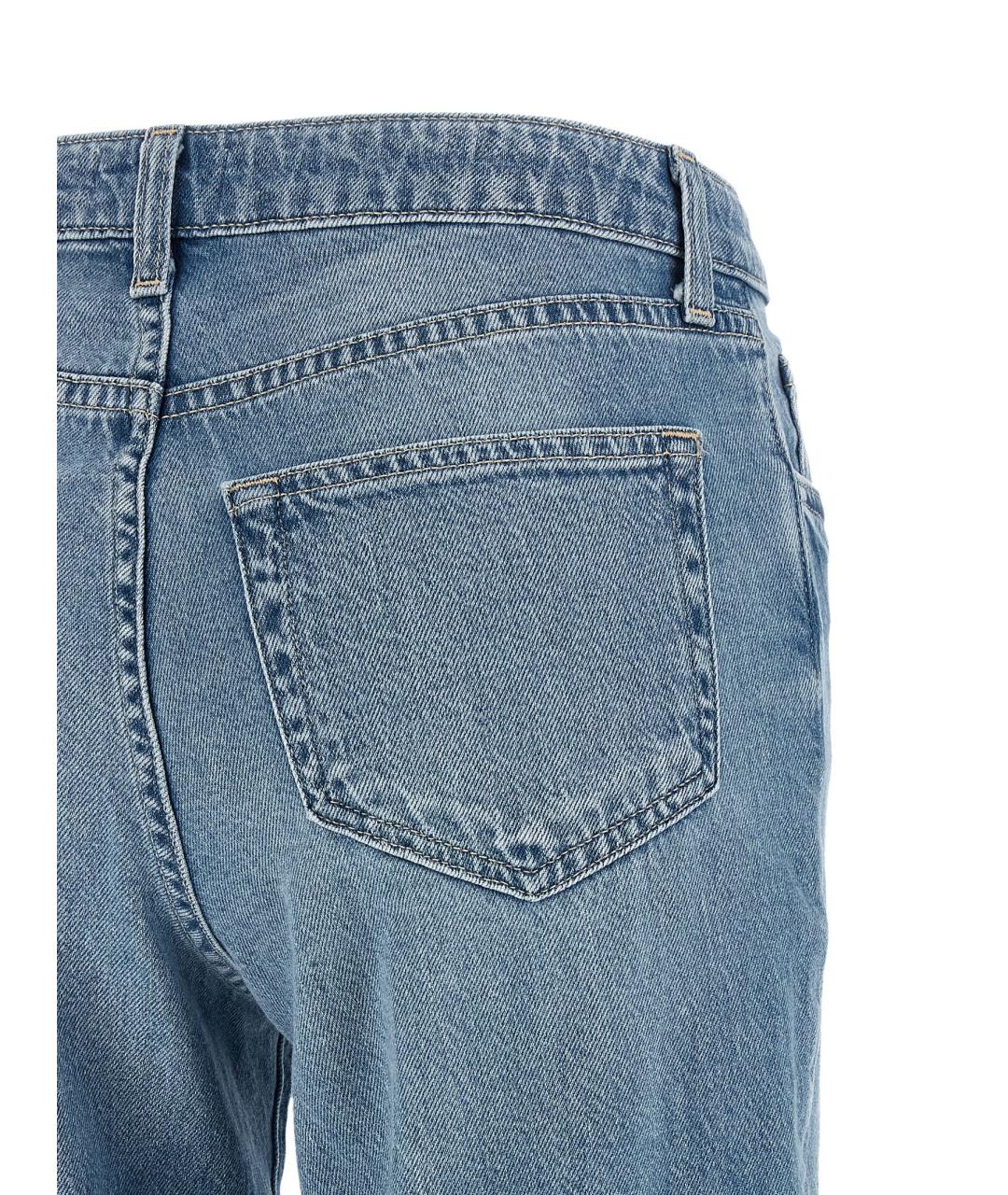 L'AGENCE Голубые хлопковые прямые джинсы, фото 4