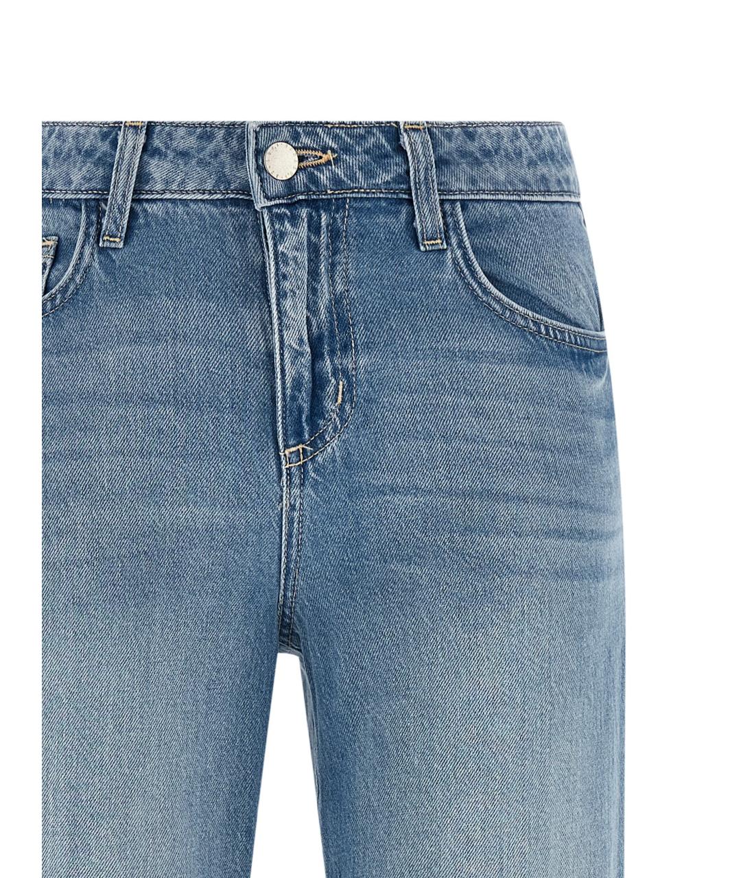 L'AGENCE Голубые хлопковые прямые джинсы, фото 3