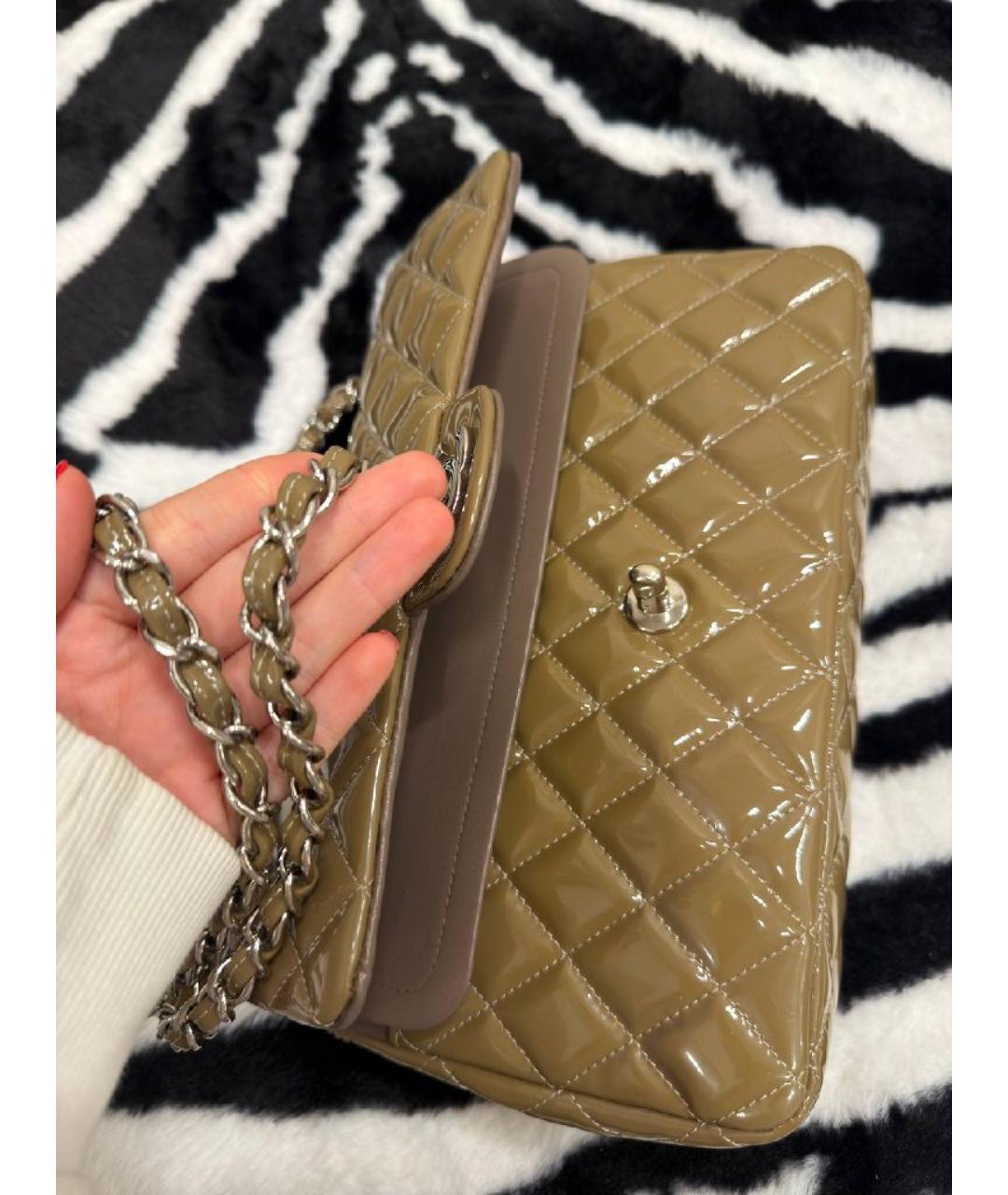 CHANEL Хаки кожаная сумка через плечо, фото 9