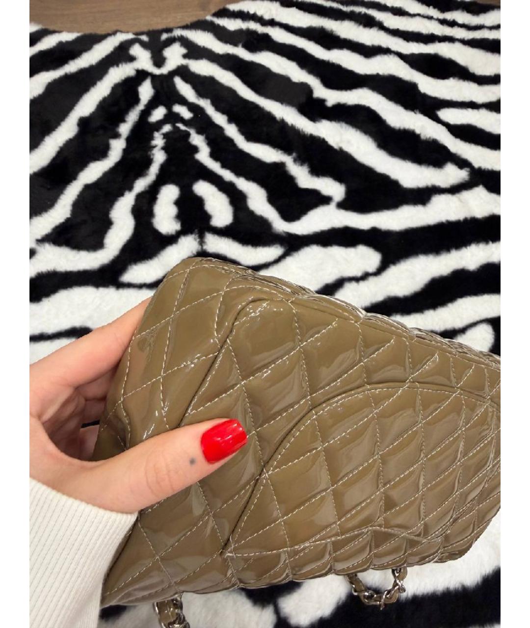 CHANEL Хаки кожаная сумка через плечо, фото 5