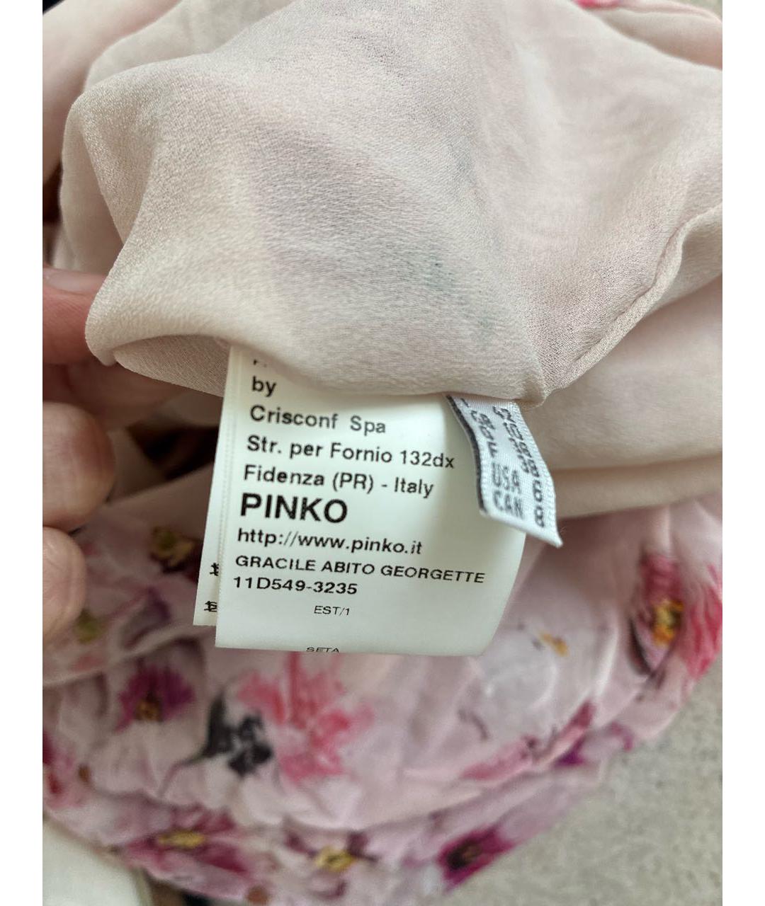 PINKO Розовое шелковое коктейльное платье, фото 5