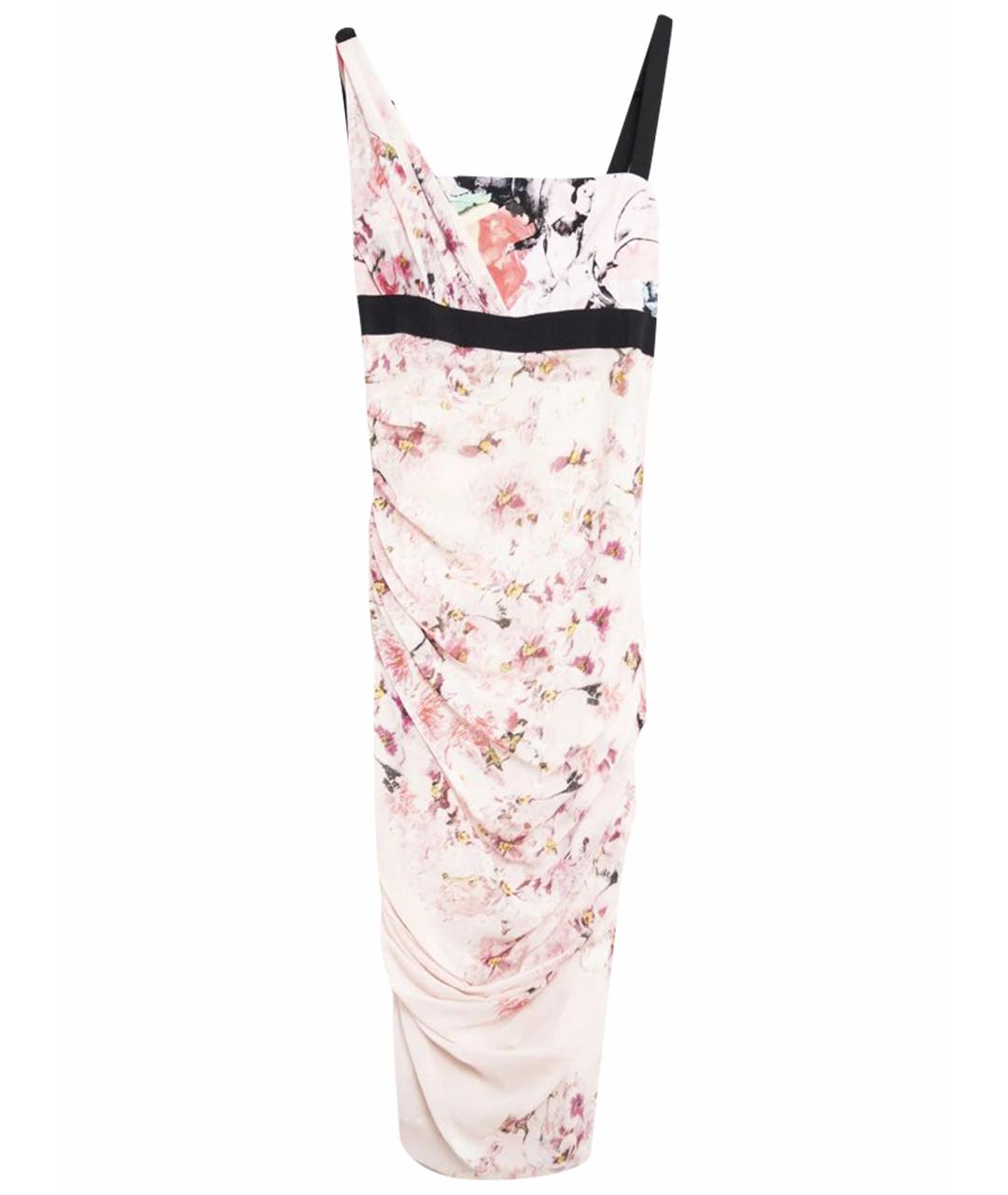 PINKO Розовое шелковое коктейльное платье, фото 1