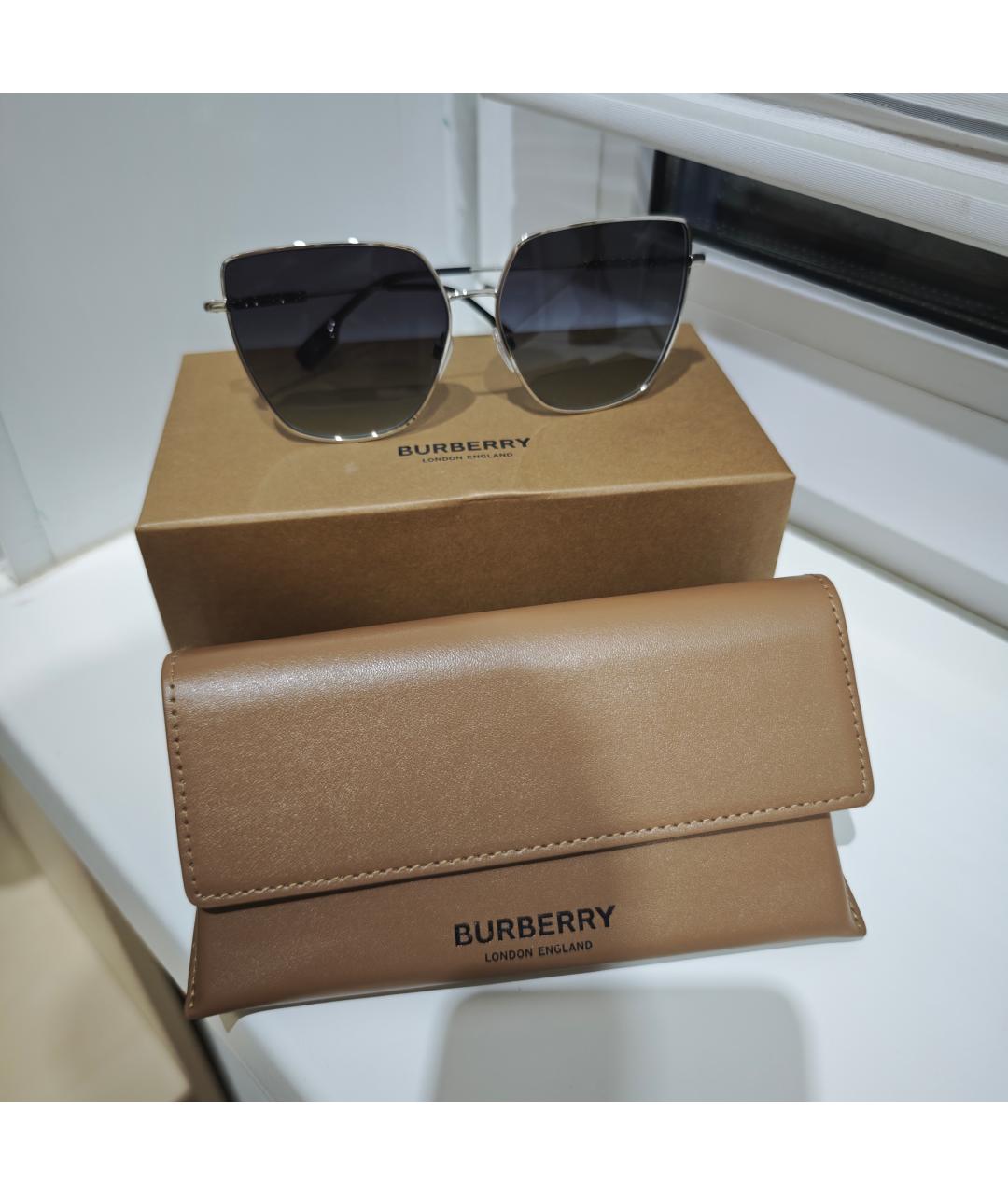 BURBERRY Антрацитовые металлические солнцезащитные очки, фото 5