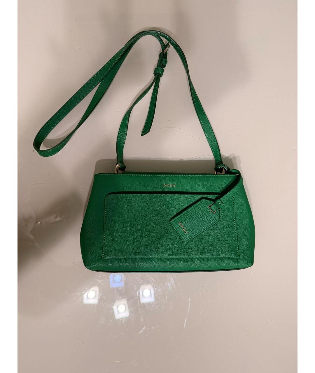 DKNY Зеленая кожаная сумка через плечо, фото 6