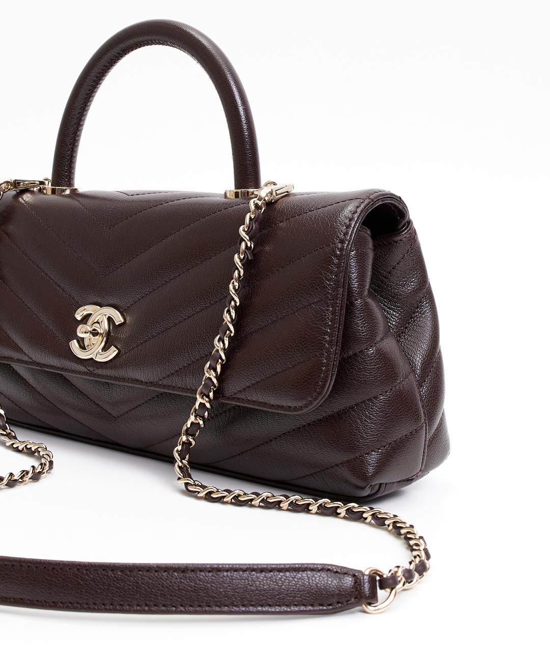 CHANEL Коричневая кожаная сумка через плечо, фото 9