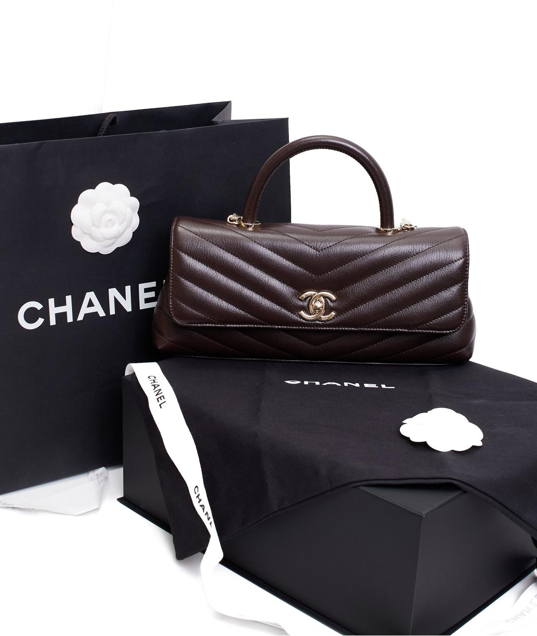 CHANEL Коричневая кожаная сумка через плечо, фото 2