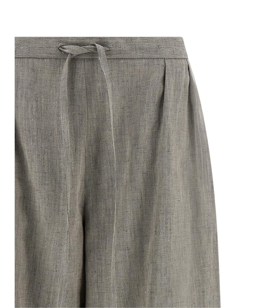LOULOU STUDIO Серые льняные прямые брюки, фото 3
