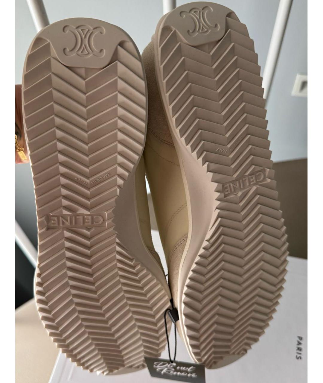 CELINE Бежевые текстильные кроссовки, фото 6
