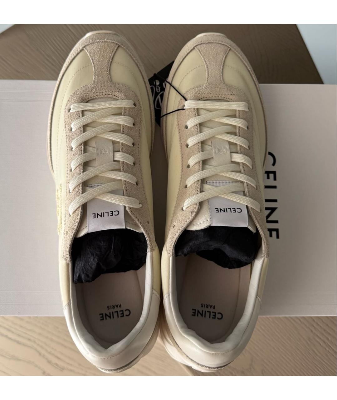 CELINE Бежевые текстильные кроссовки, фото 4