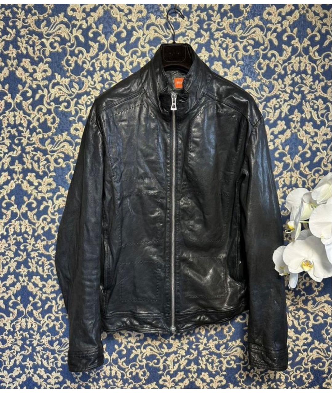 HUGO BOSS Черная кожаная куртка, фото 4
