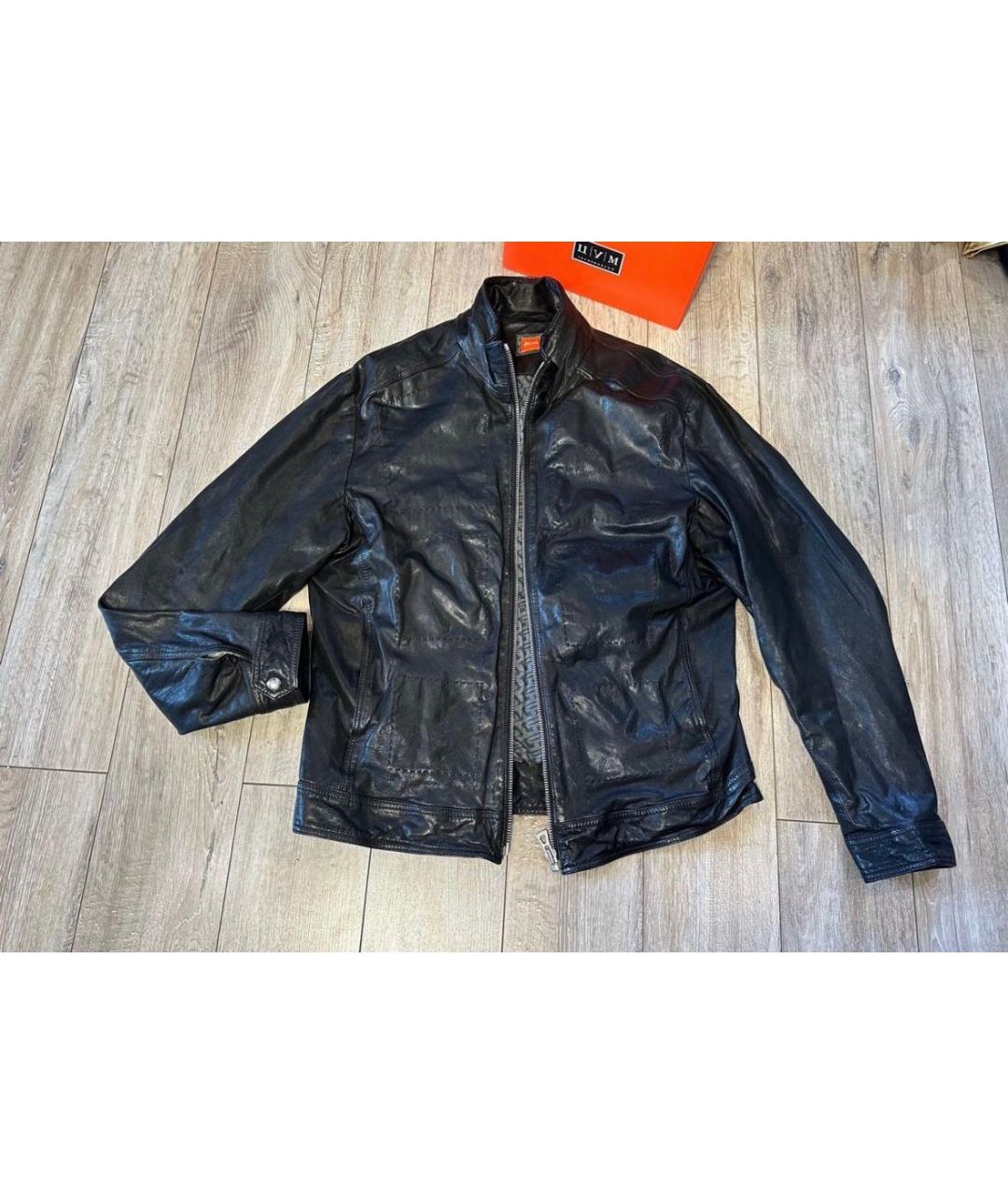HUGO BOSS Черная кожаная куртка, фото 9