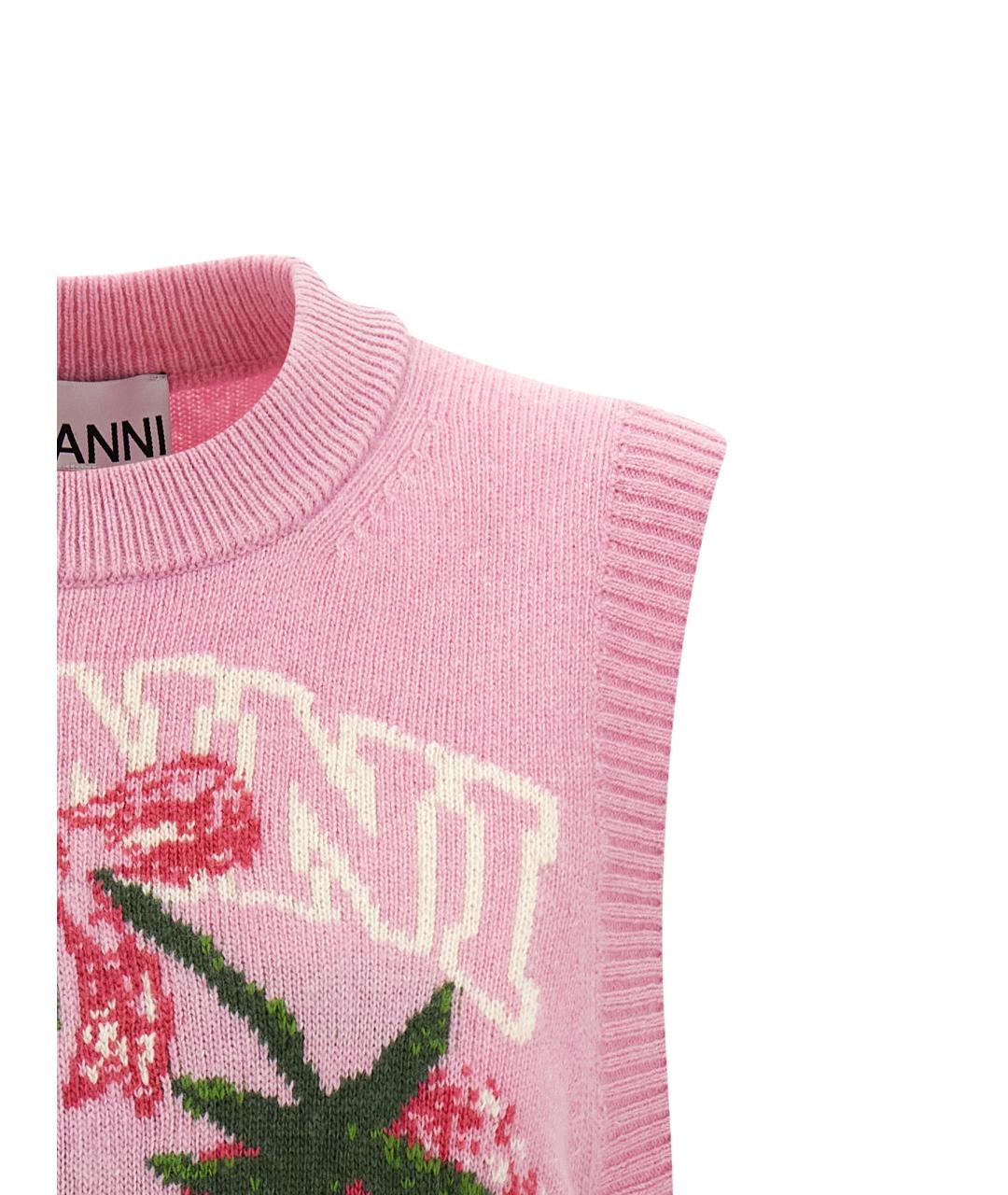 GANNI Розовая шерстяная жилетка, фото 3