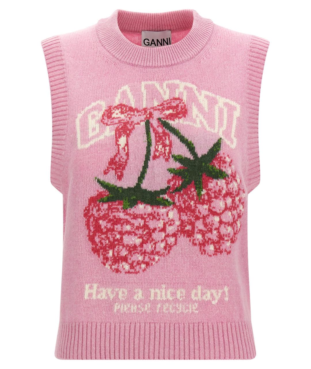 GANNI Розовая шерстяная жилетка, фото 1