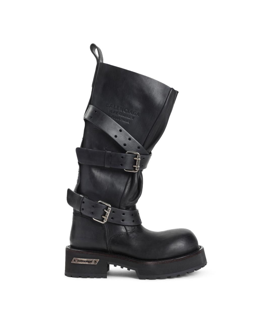 BALENCIAGA Черные кожаные сапоги, фото 1