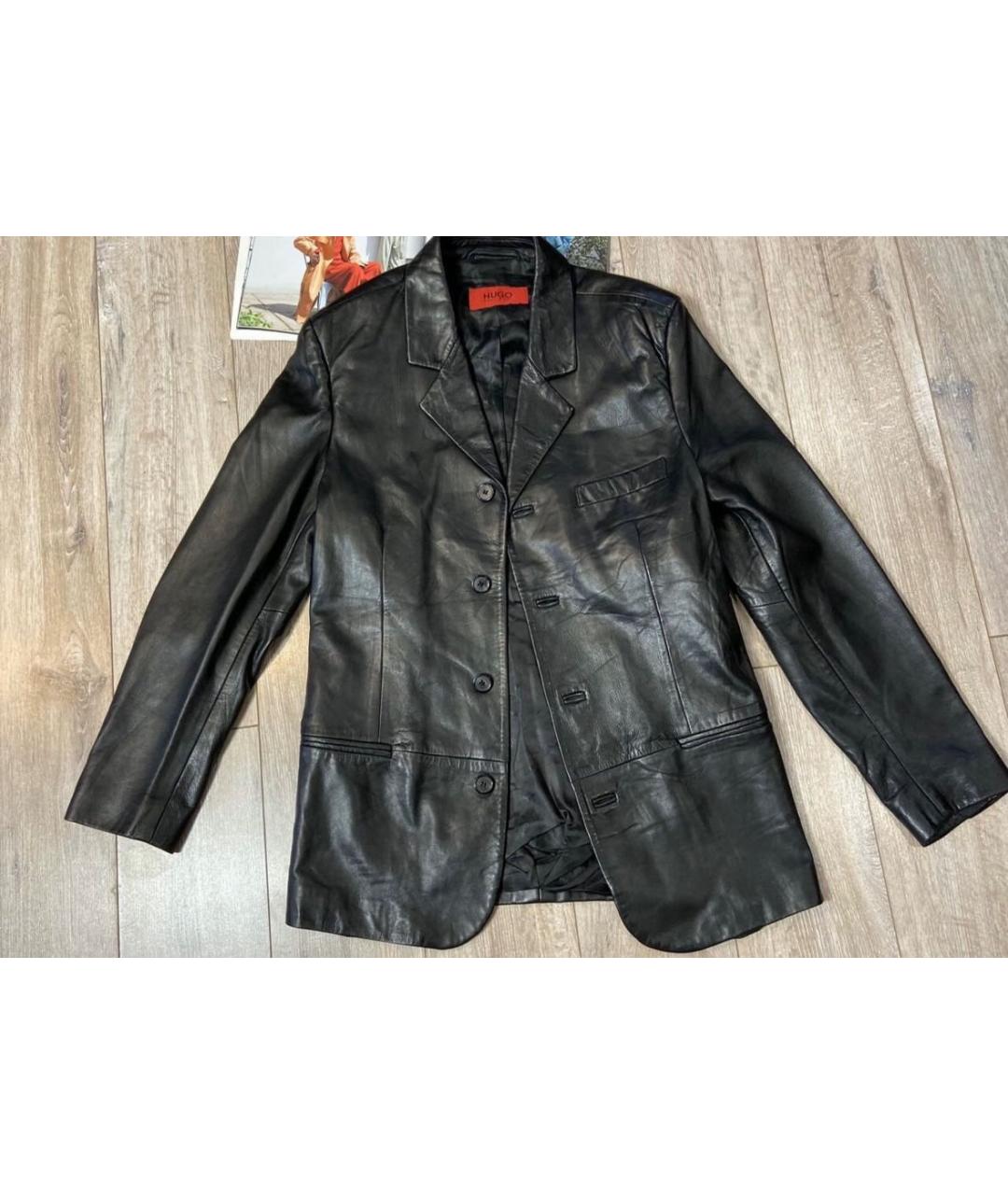 HUGO BOSS Черный кожаный пиджак, фото 9