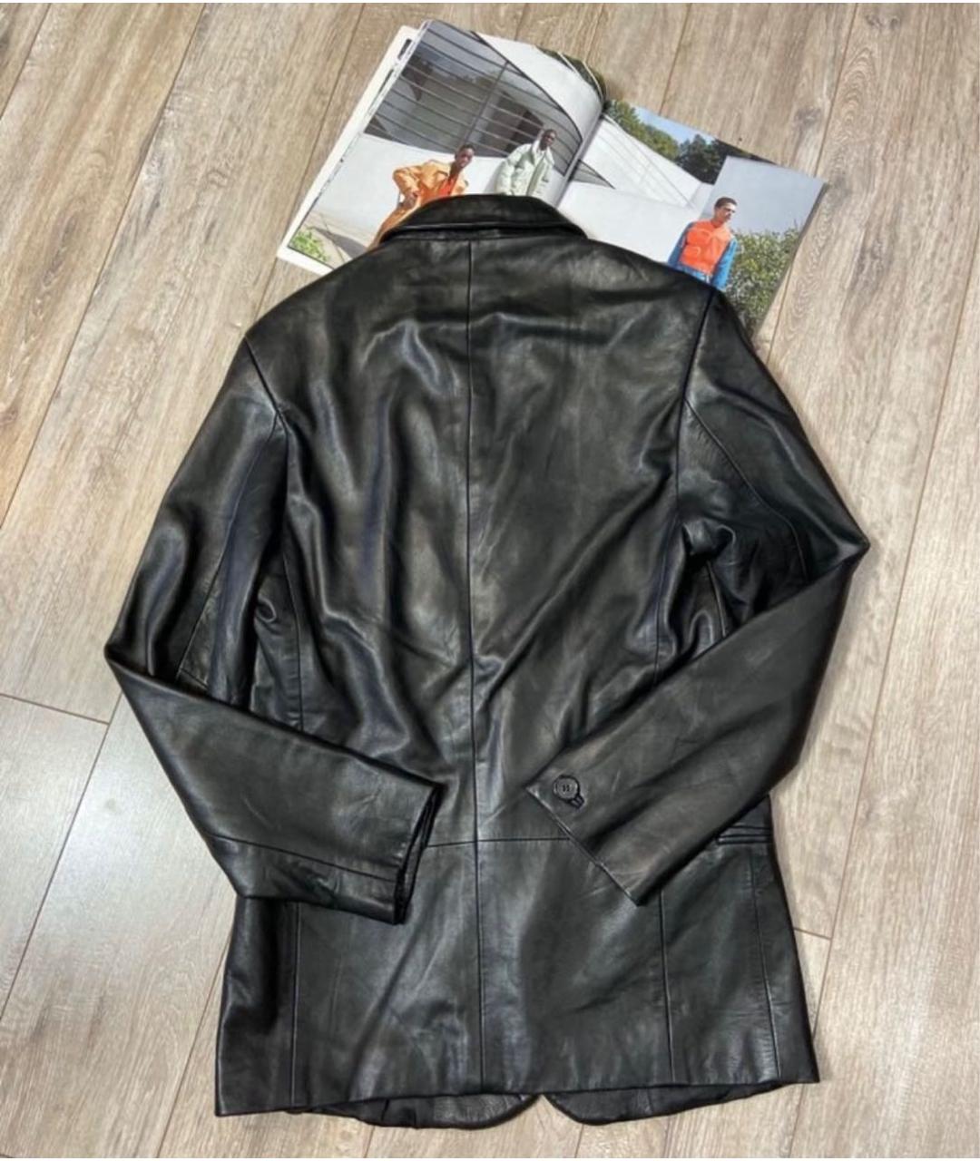 HUGO BOSS Черный кожаный пиджак, фото 2