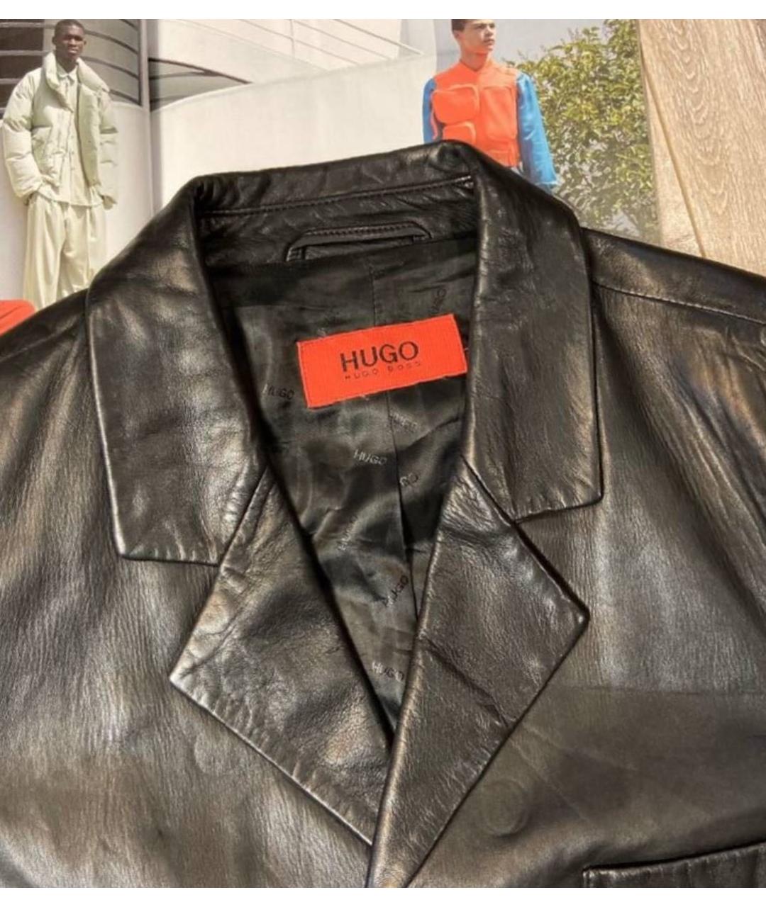 HUGO BOSS Черный кожаный пиджак, фото 4