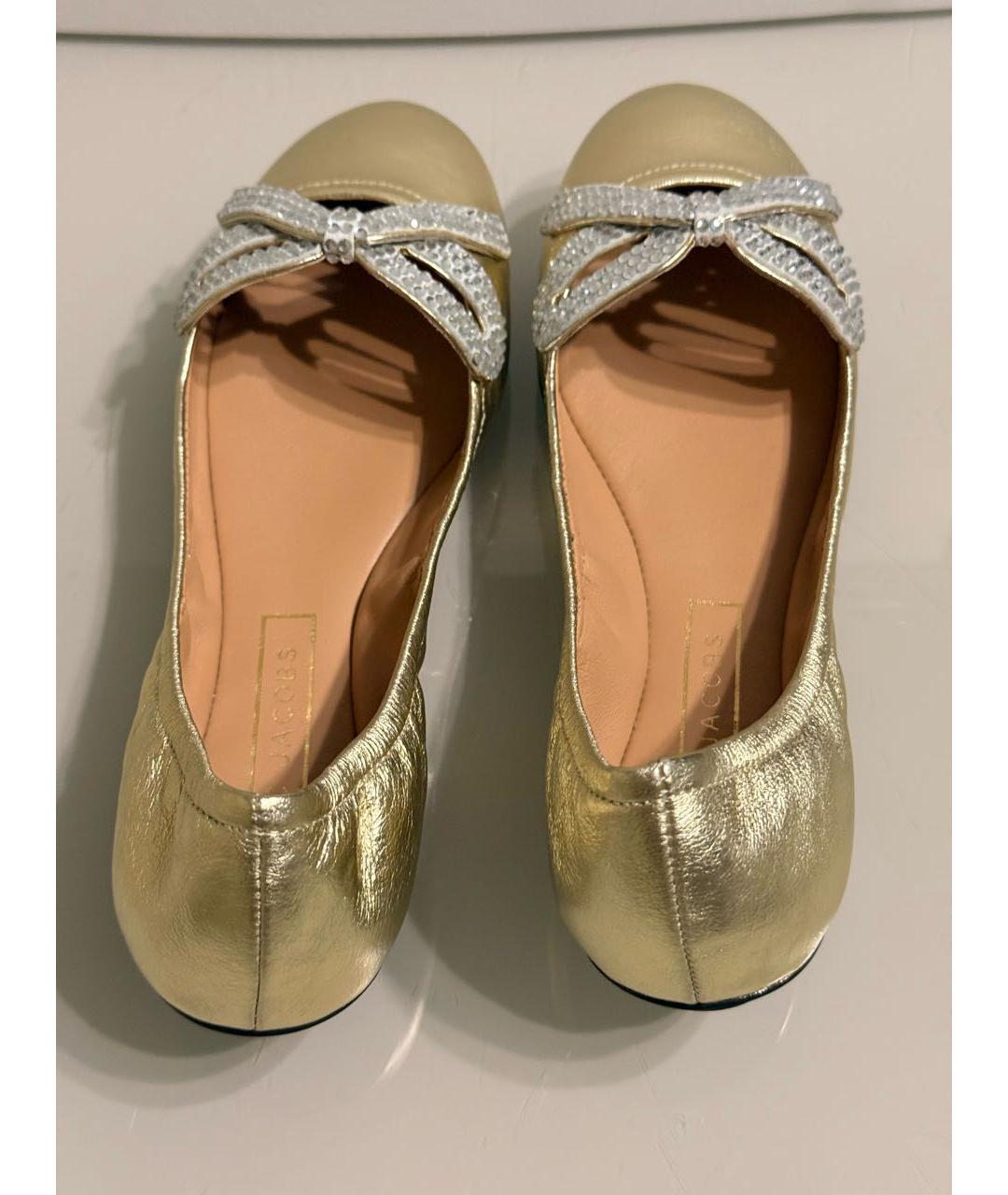MARC JACOBS Золотые кожаные балетки, фото 3