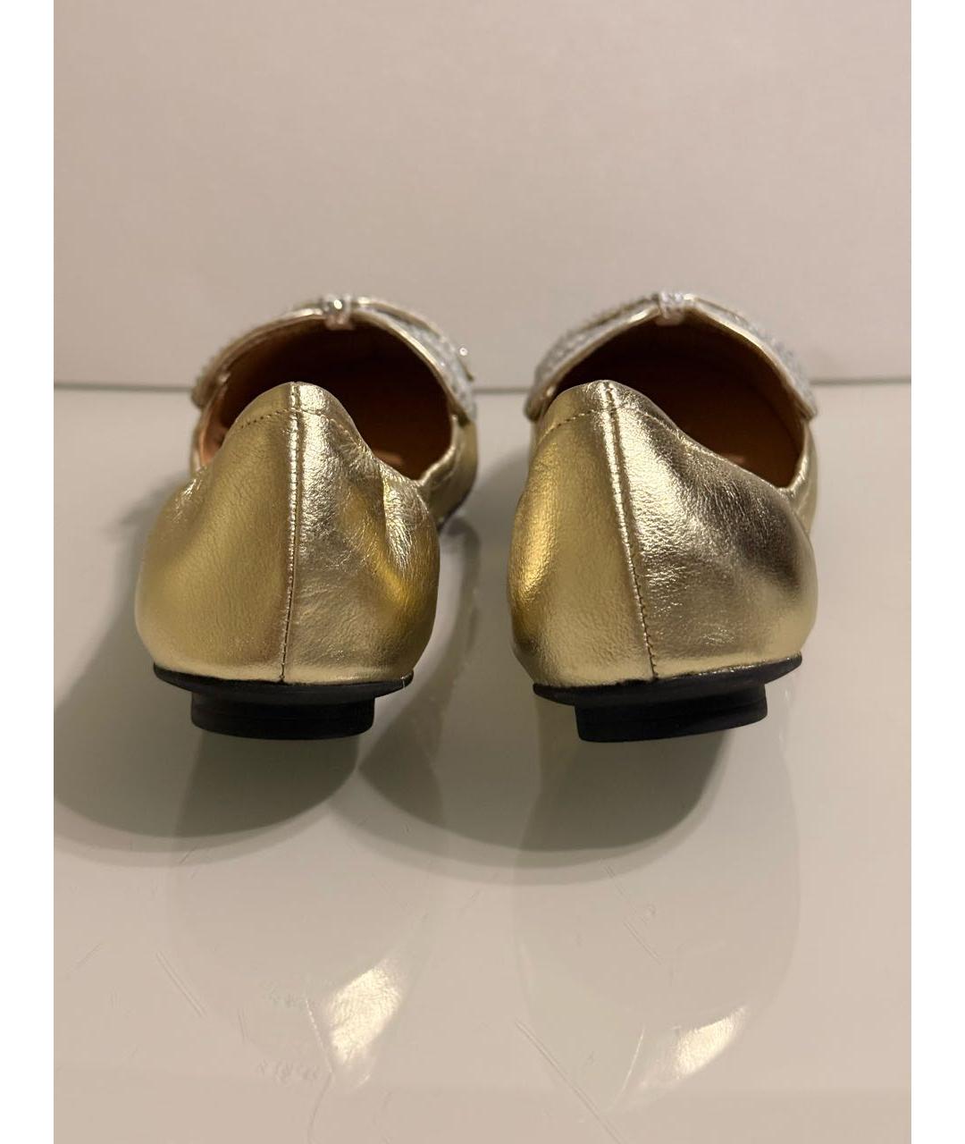 MARC JACOBS Золотые кожаные балетки, фото 4