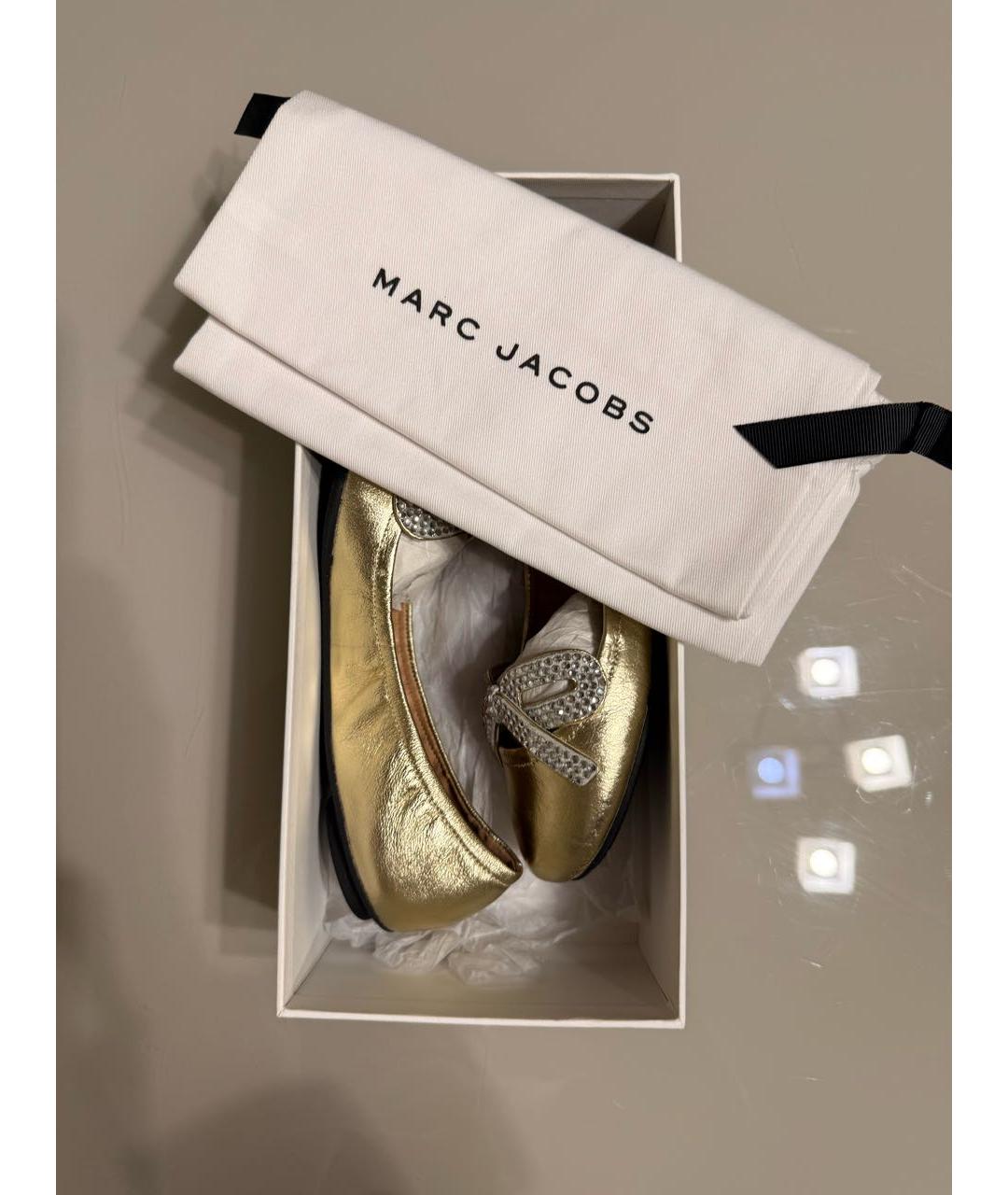 MARC JACOBS Золотые кожаные балетки, фото 6
