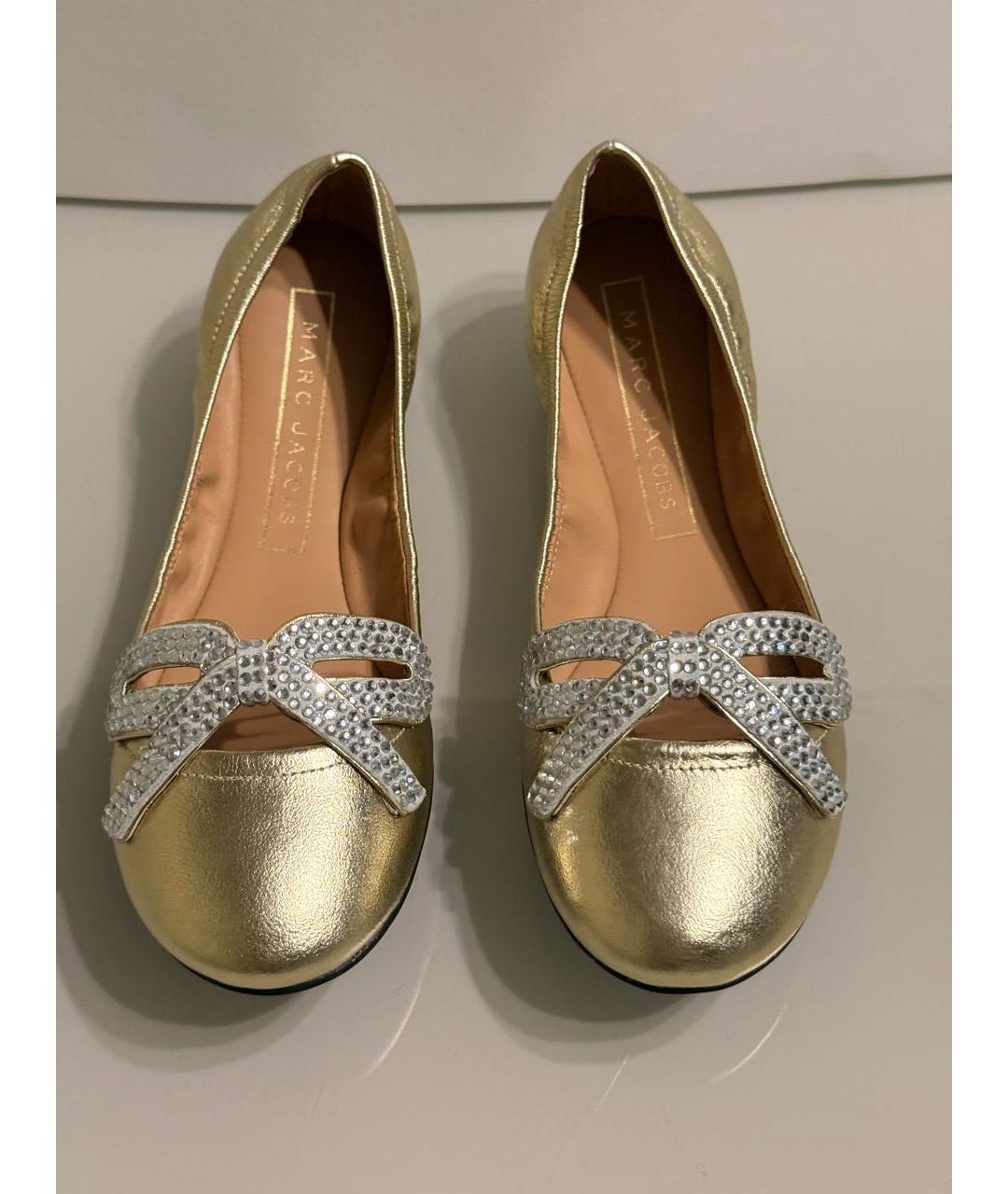 MARC JACOBS Золотые кожаные балетки, фото 2