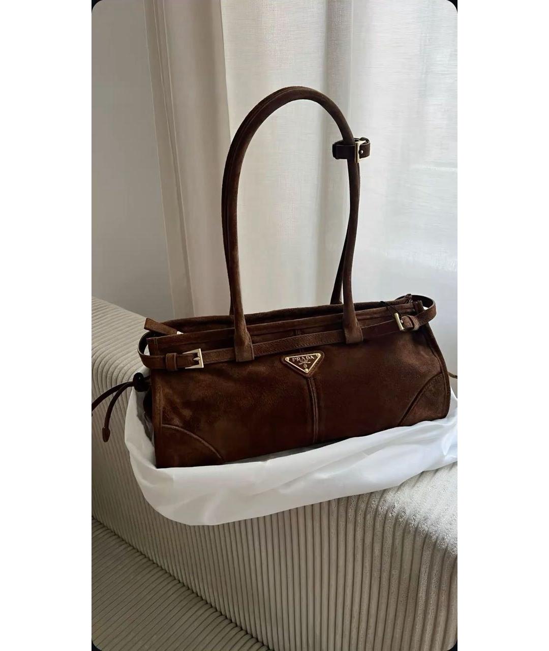 PRADA Коричневая замшевая сумка через плечо, фото 2